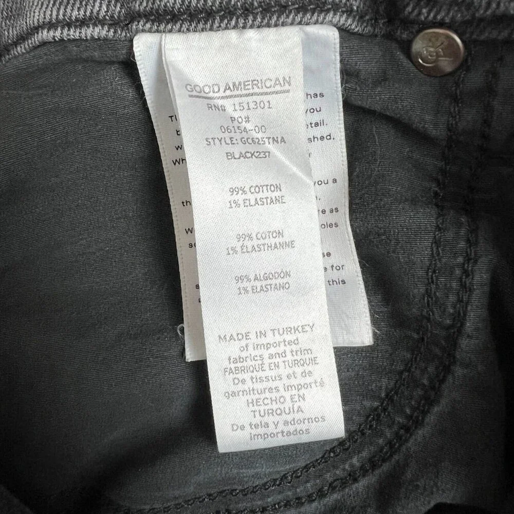 GOOD‎ AMERICAN Jeans Womens 12 /31 Black Gray Good Classic Distressed Skinny